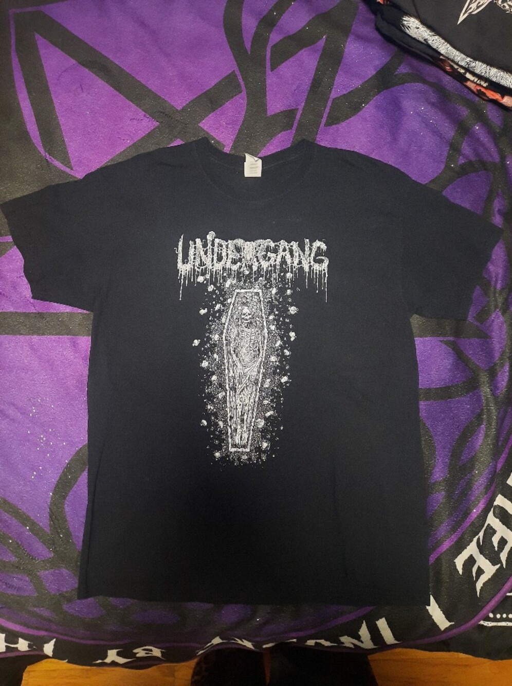 Undergang Band Black Short-Sleeve Tee with White Coffin Graphic
